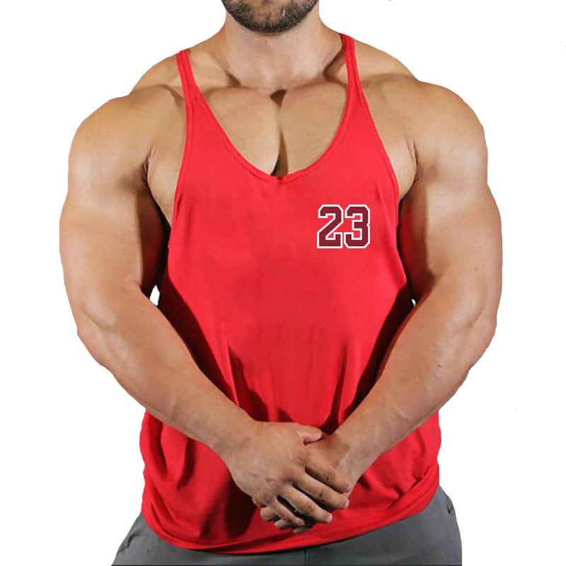 Sportswear vest men's round neck men's cotton vest loose shoulder sleeveless basketball suit