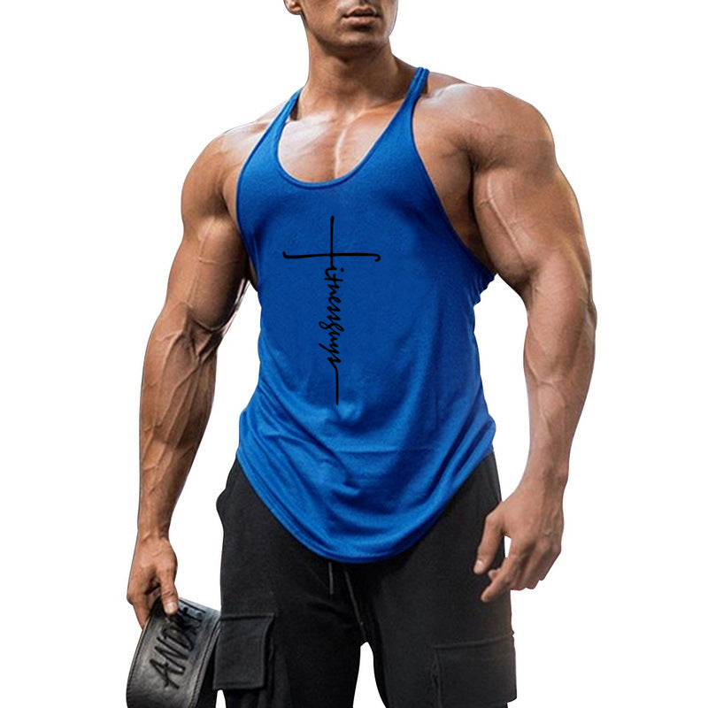 Pure cotton bodybuilding and fitness vest muscle men's sports deep digging 1cm thin shoulder strap sling